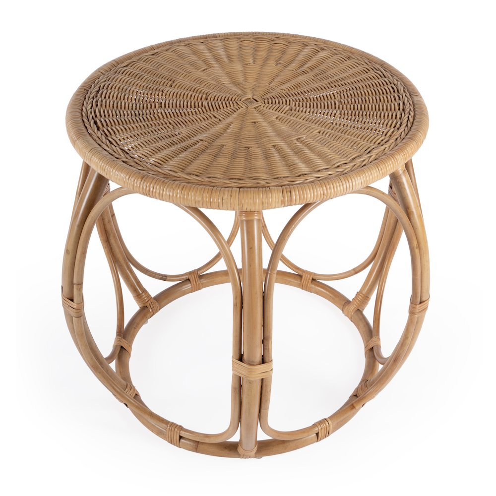 Savannah Woven Rattan Round End Table, Natural. Picture 4