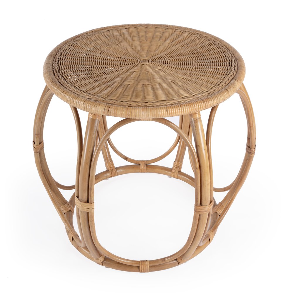 Savannah Woven Rattan Round End Table, Natural. Picture 5