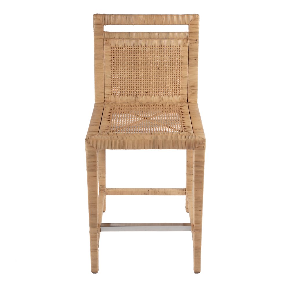 Brielle 24 in. Seat Height Rattan Woven Counter stool with Back, Light Brown. Picture 2