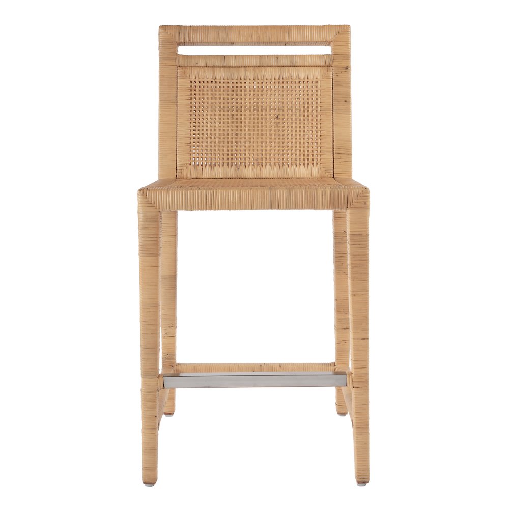 Brielle 24 in. Seat Height Rattan Woven Counter stool with Back, Light Brown. Picture 3