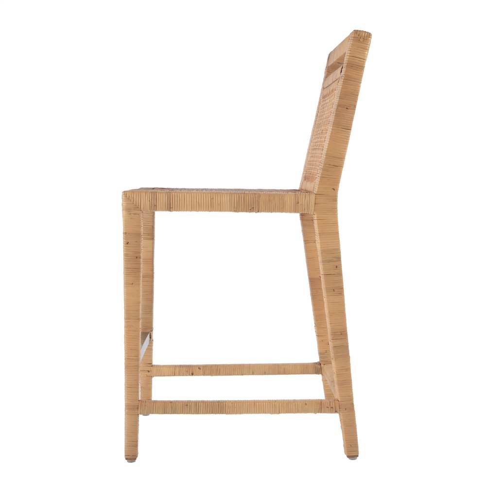 Brielle 24 in. Seat Height Rattan Woven Counter stool with Back, Light Brown. Picture 4