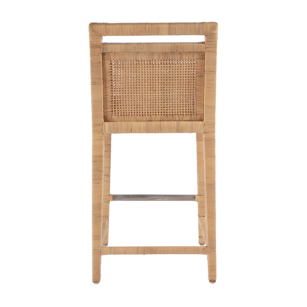 Brielle 24 in. Seat Height Rattan Woven Counter stool with Back, Light Brown. Picture 5