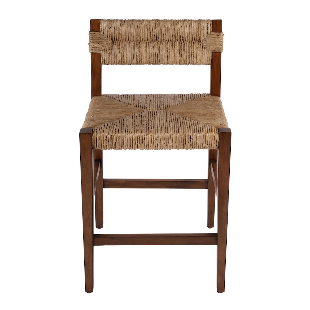 Valencia 25 in. Seat Height Woven Counter Stool with Back, Dark Brown. Picture 2
