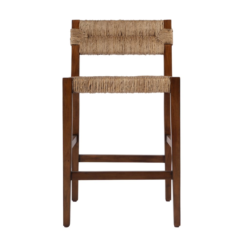 Valencia 25 in. Seat Height Woven Counter Stool with Back, Dark Brown. Picture 3