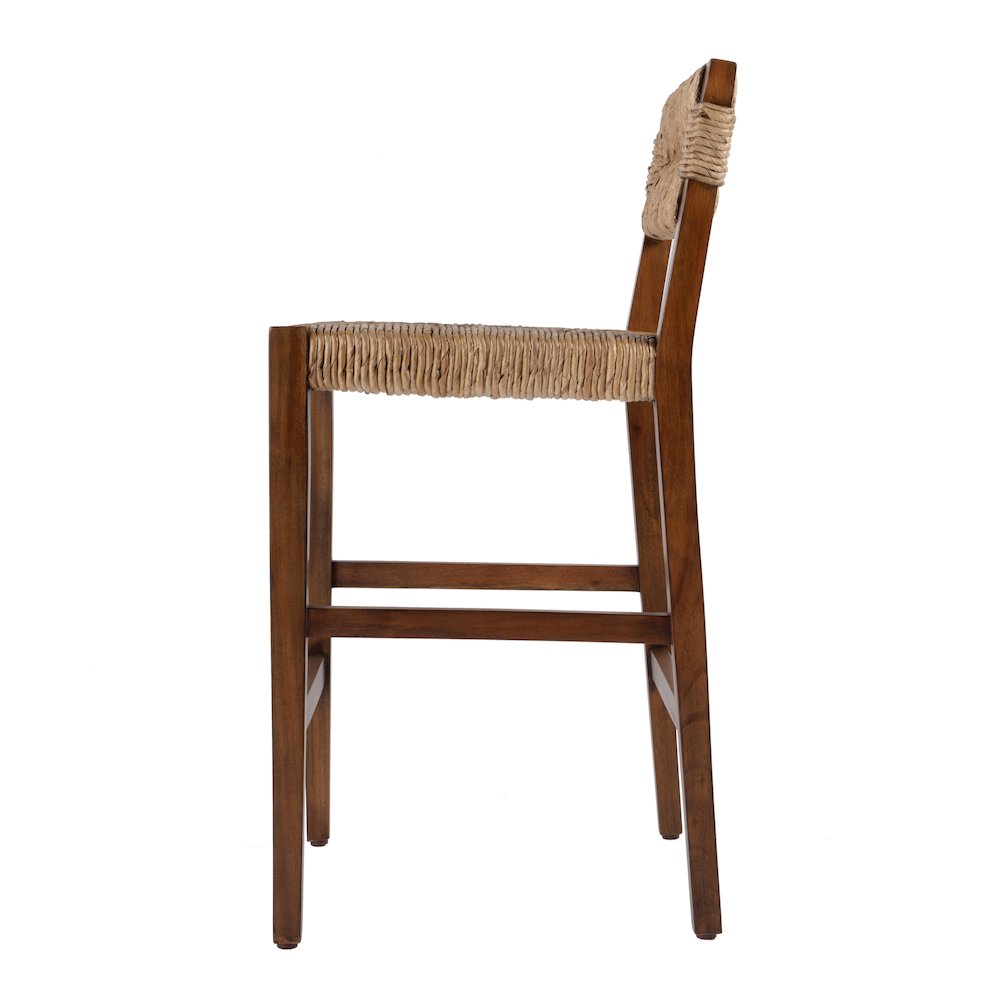 Valencia 25 in. Seat Height Woven Counter Stool with Back, Dark Brown. Picture 4