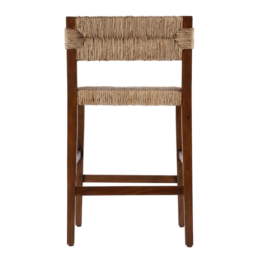 Valencia 25 in. Seat Height Woven Counter Stool with Back, Dark Brown. Picture 5