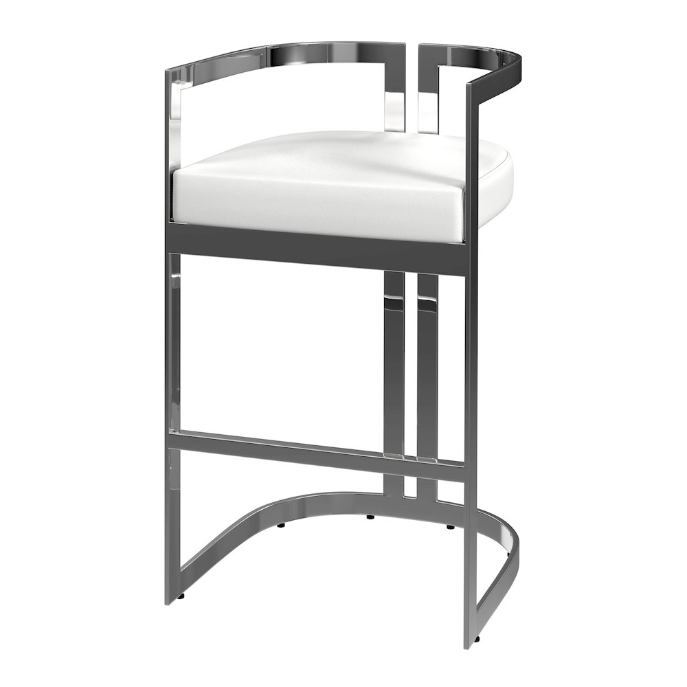 Clarence Faux Leather 28" Barstool, White. Picture 1