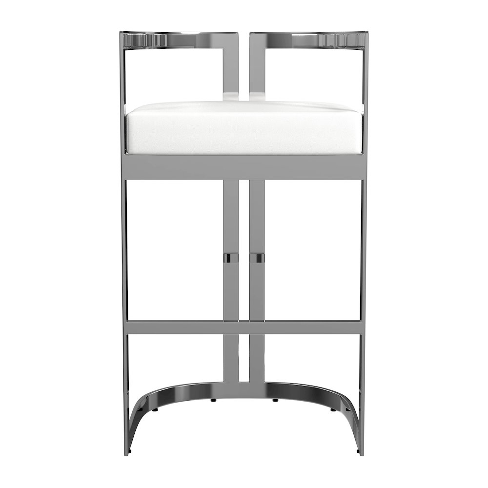 Clarence Faux Leather 28" Barstool, White. Picture 3