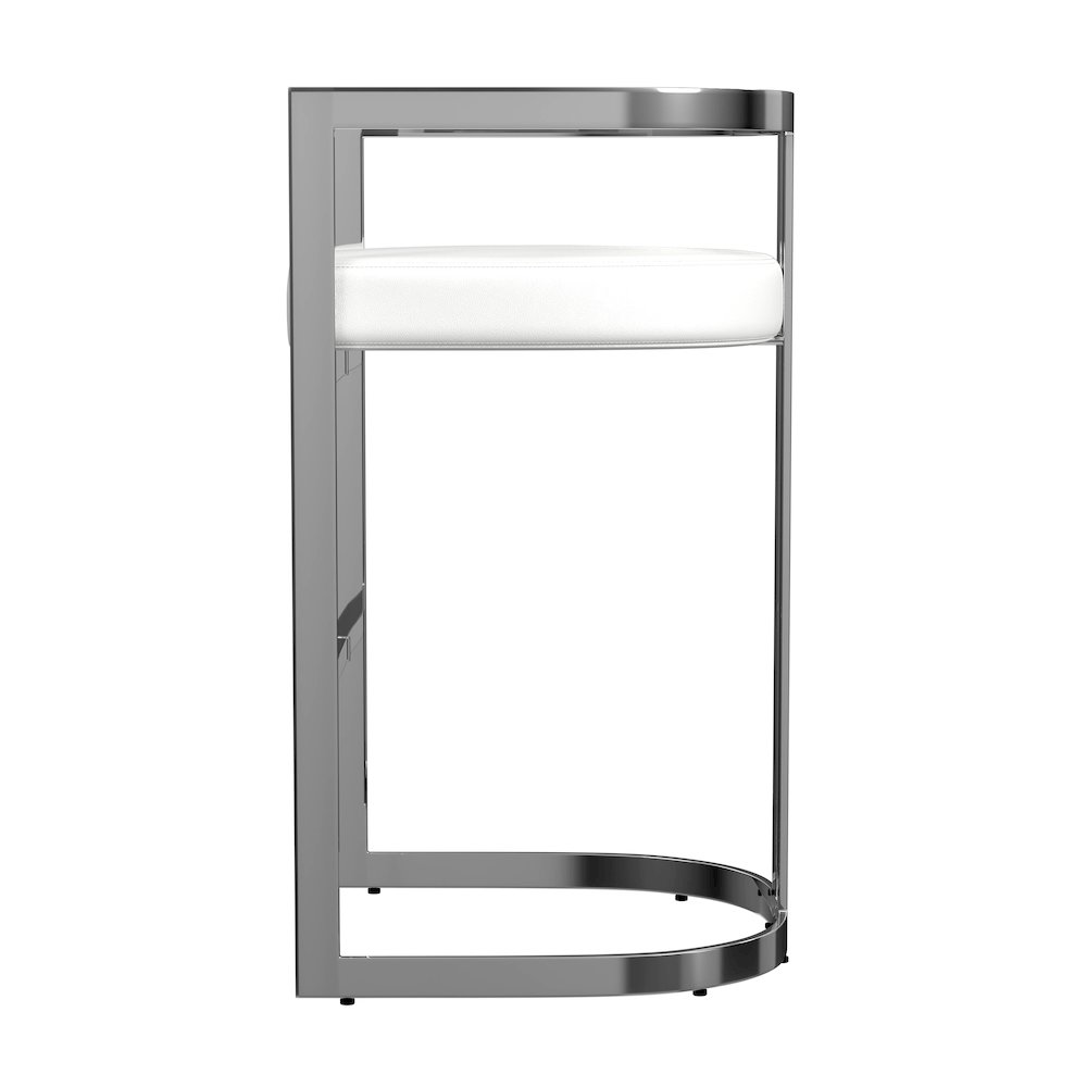 Clarence Faux Leather 28" Barstool, White. Picture 4