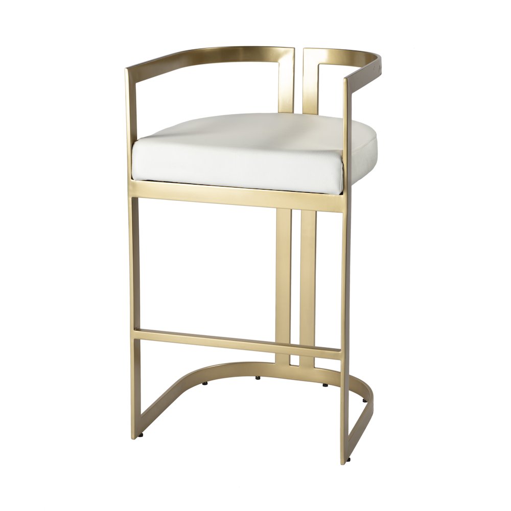 Clarence Faux Leather 28" Barstool, White. Picture 1
