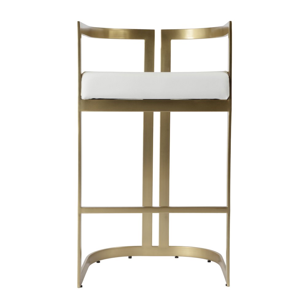 Clarence Faux Leather 28" Barstool, White. Picture 4
