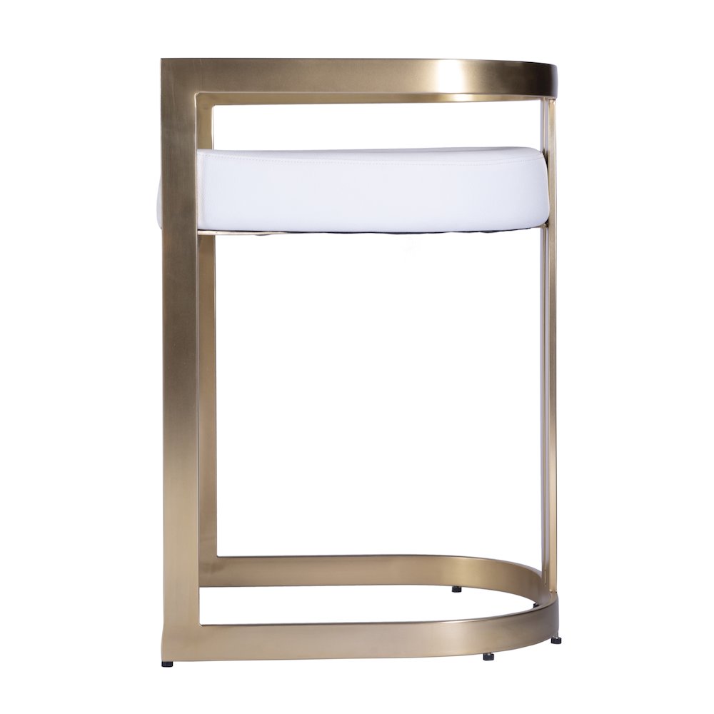 Clarence Faux Leather 23" Dining Stool, White. Picture 4