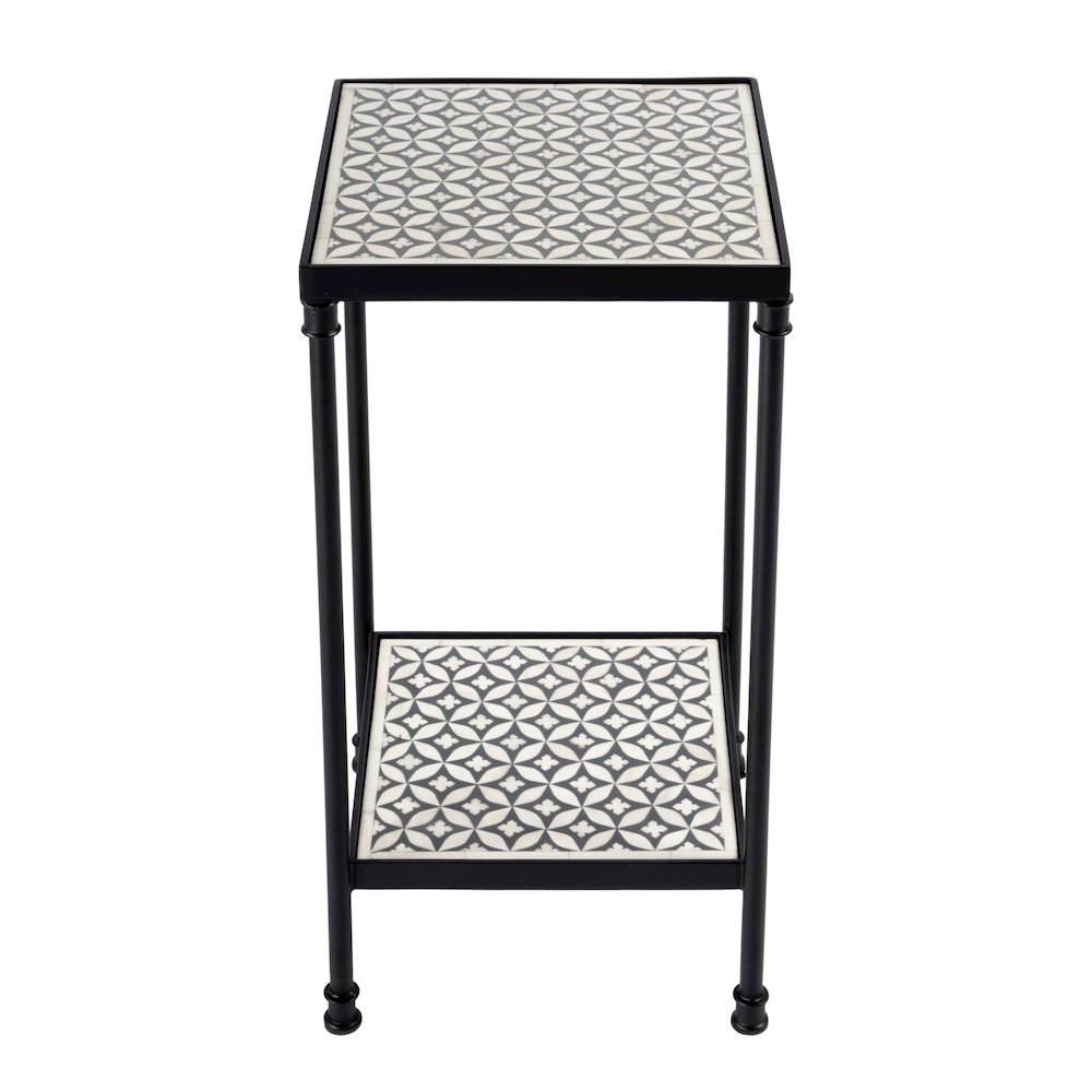 Lana Resin and Bone Inlay Side Table, Gray. Picture 3