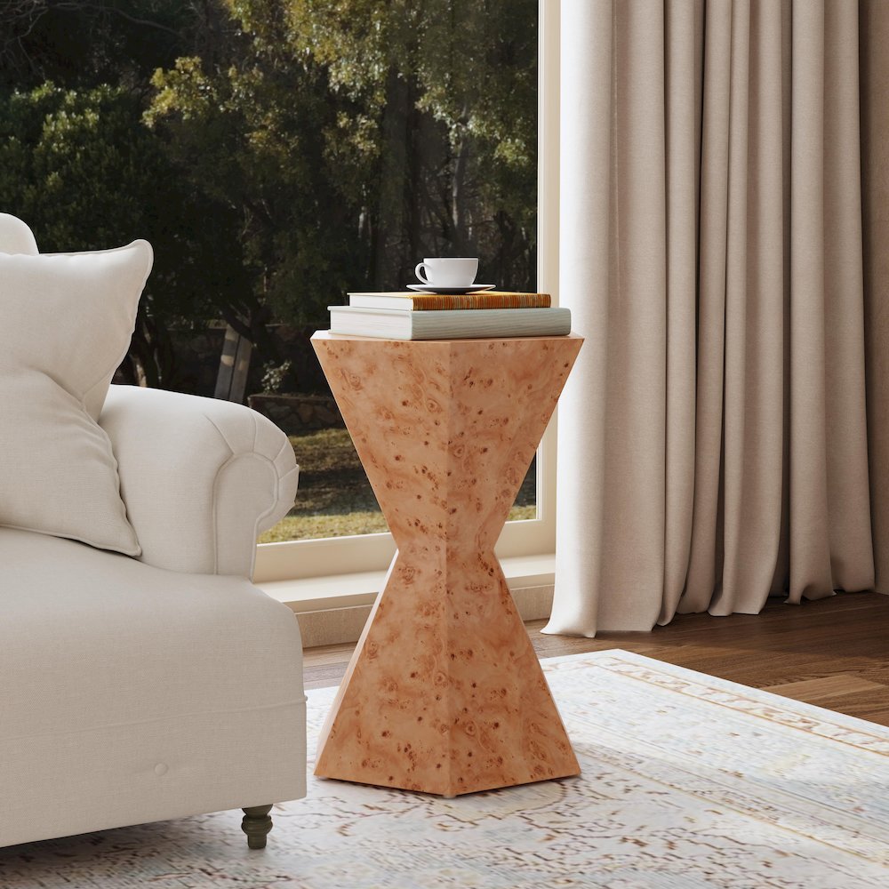 Billie Burl Hexagon Side Table, Brown. Picture 6