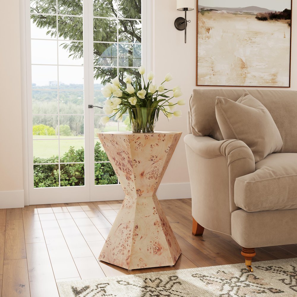 Billie Burl Hexagon Side Table, Light Brown. Picture 6