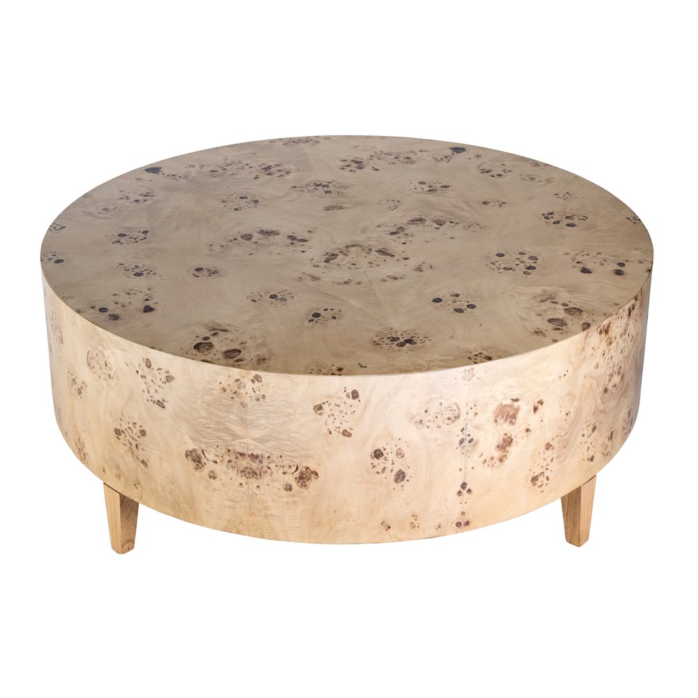 Billie Round Burl Coffee Table, Brown. Picture 1