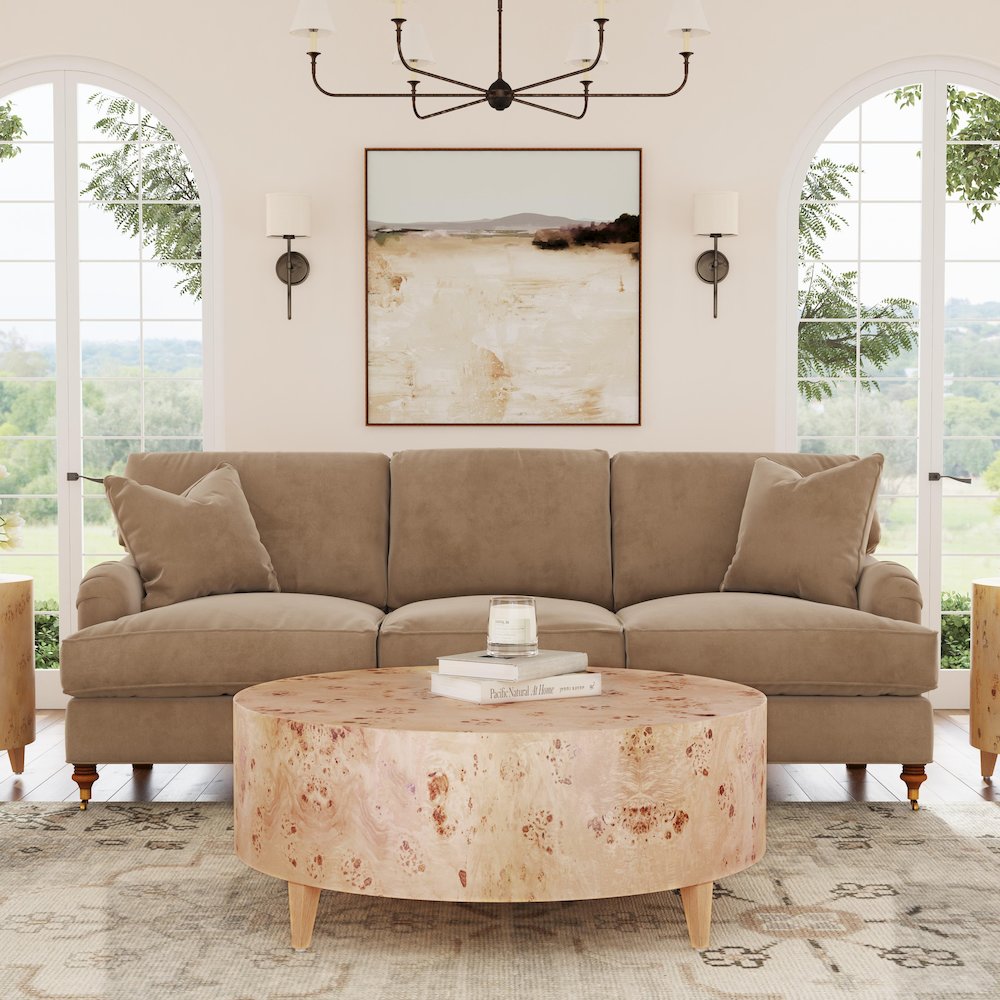 Billie Round Burl Coffee Table, Brown. Picture 6