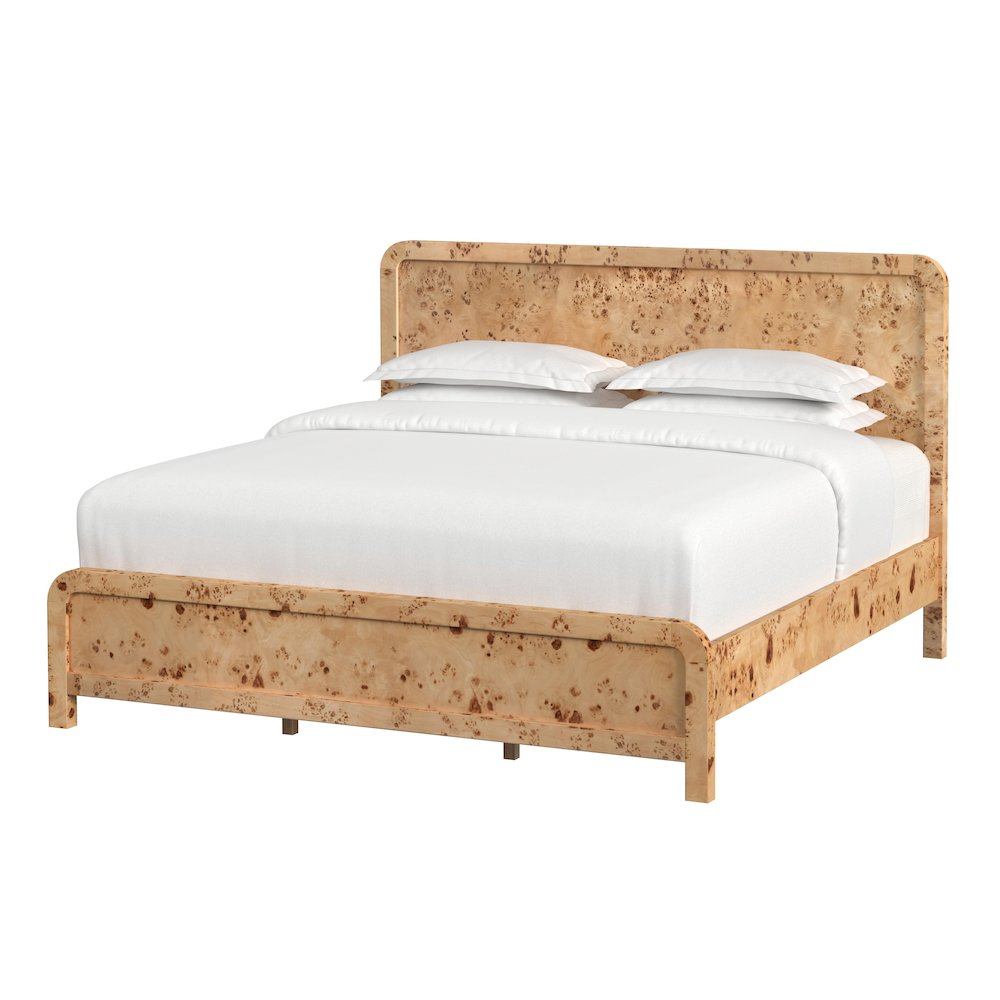 Cora King Burl Panel Bed, Brown. Picture 1