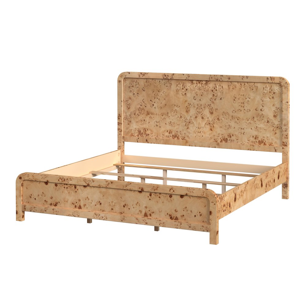 Cora King Burl Panel Bed, Brown. Picture 3