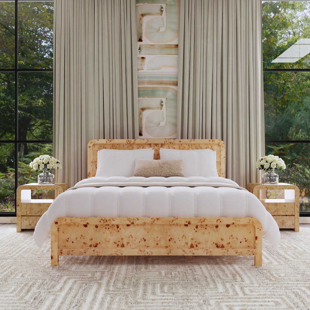 Cora King Burl Panel Bed, Brown. Picture 2