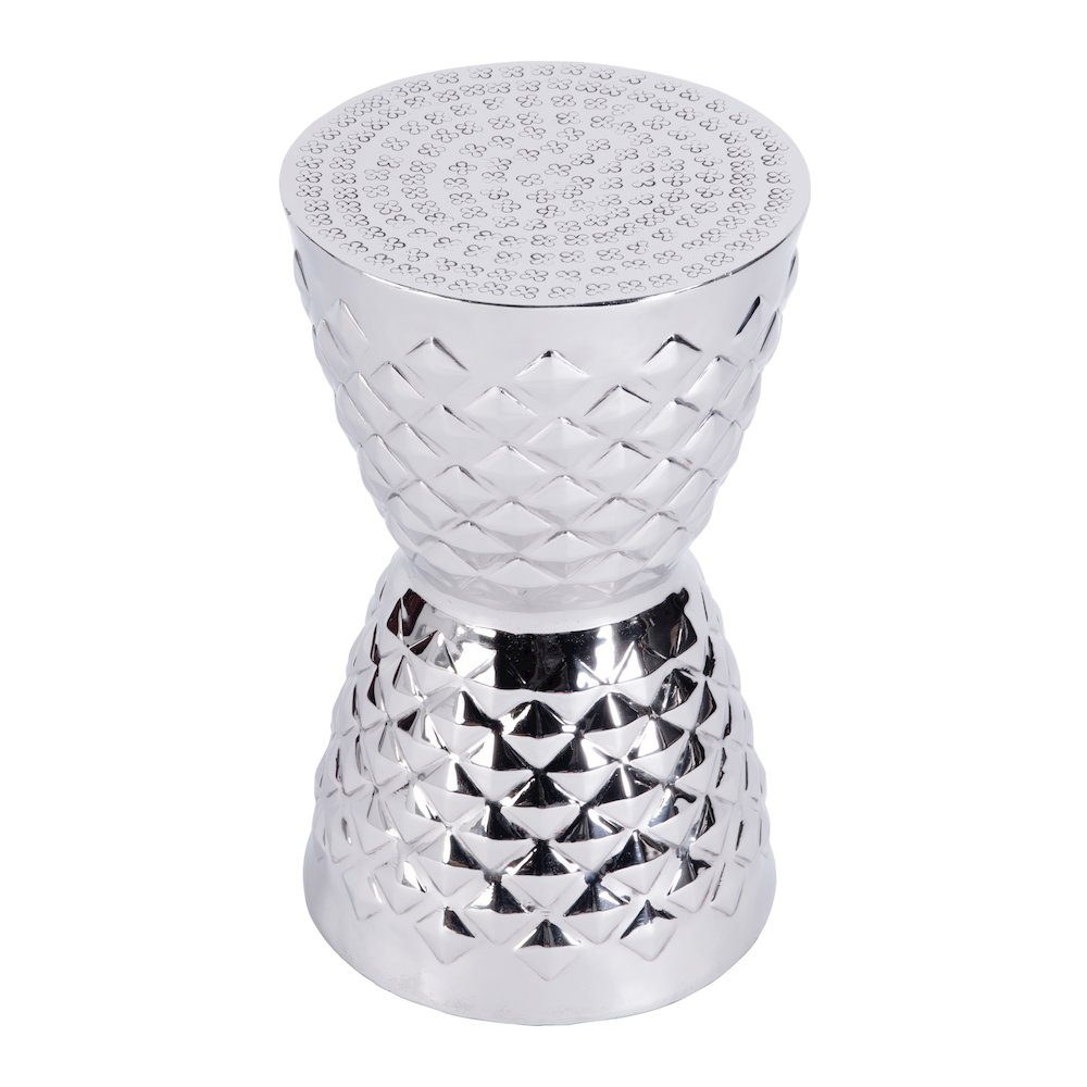 Hudson Drum End Table, Silver. Picture 1