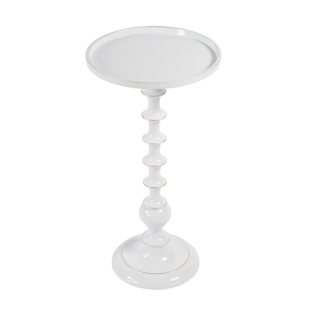 Mia 11 in. W Round Metal Side Table, White. Picture 1