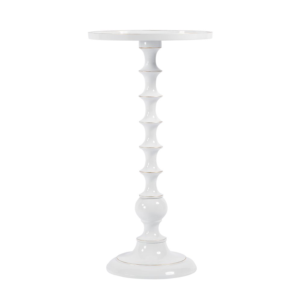 Mia 11 in. W Round Metal Side Table, White. Picture 2