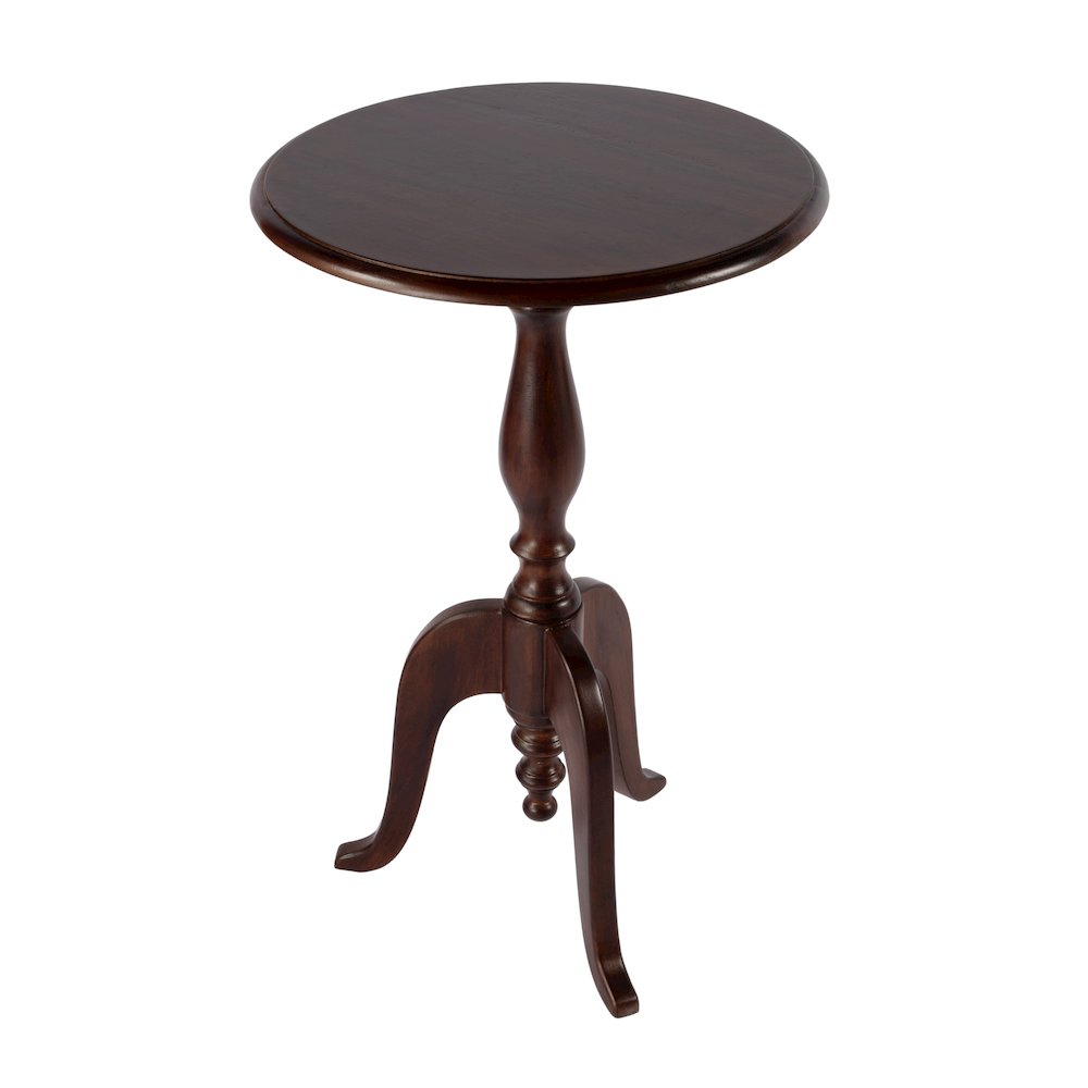 Tia 18 in. W Round Wood Pedestal Side Table, Brown. Picture 1