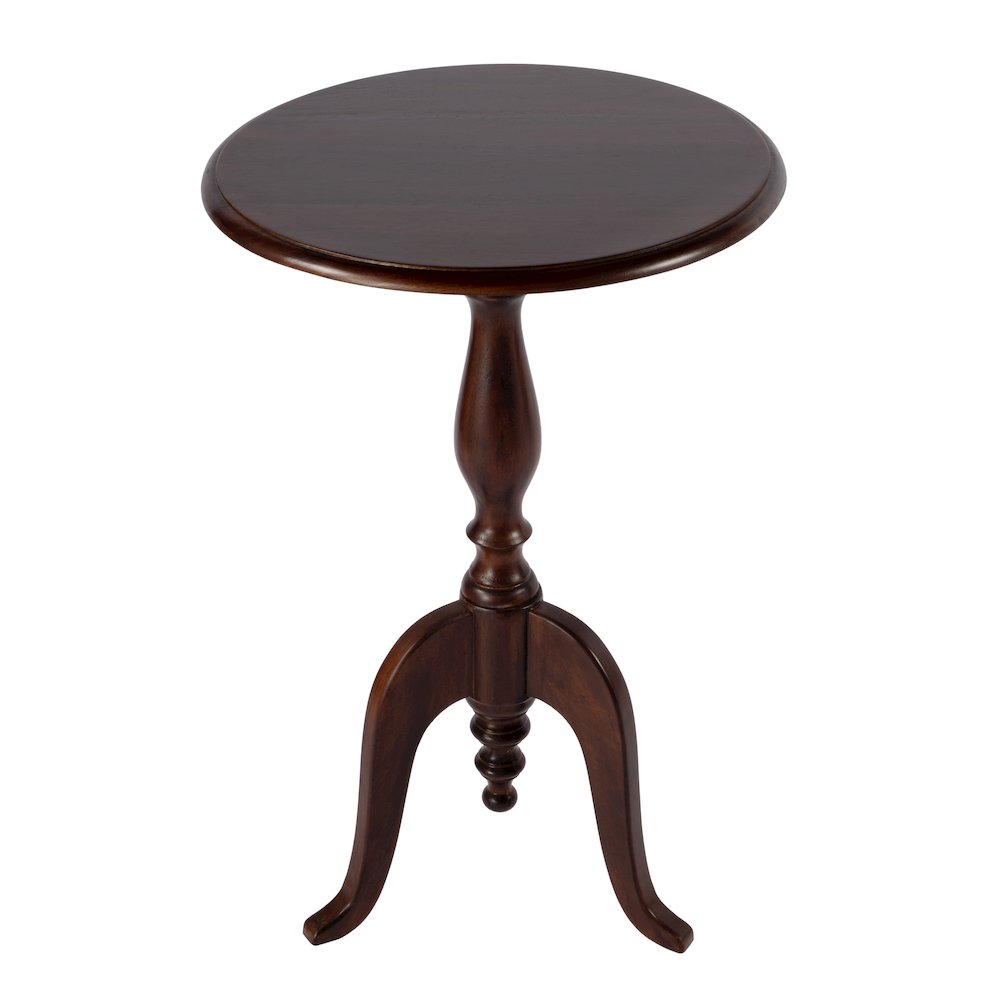 Tia 18 in. W Round Wood Pedestal Side Table, Brown. Picture 2