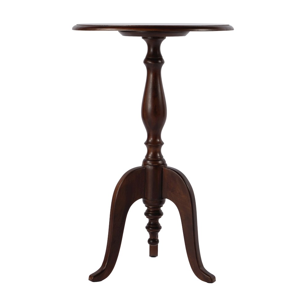 Tia 18 in. W Round Wood Pedestal Side Table, Brown. Picture 3