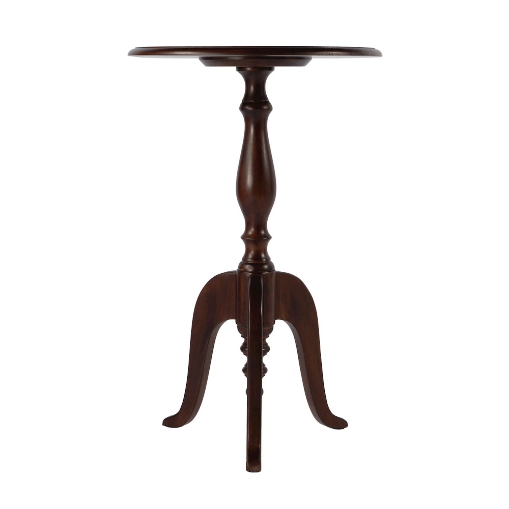 Tia 18 in. W Round Wood Pedestal Side Table, Brown. Picture 4