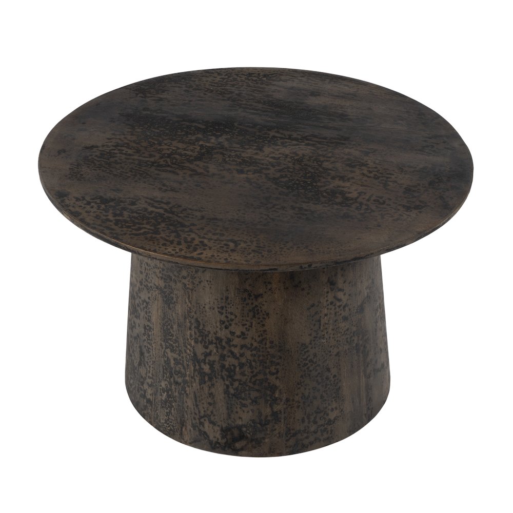 Hattie 23.5 in. W Round Drum Coffee Table, Brown. Picture 1