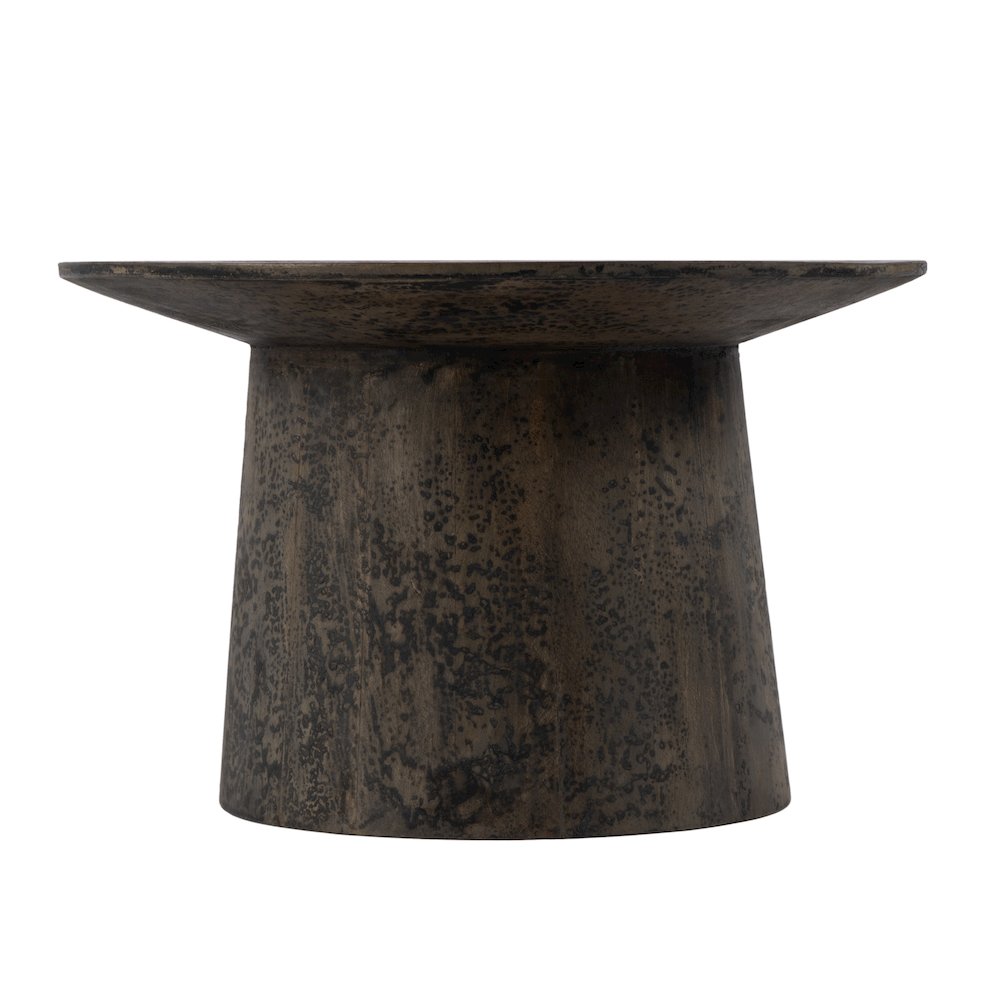 Hattie 23.5 in. W Round Drum Coffee Table, Brown. Picture 2