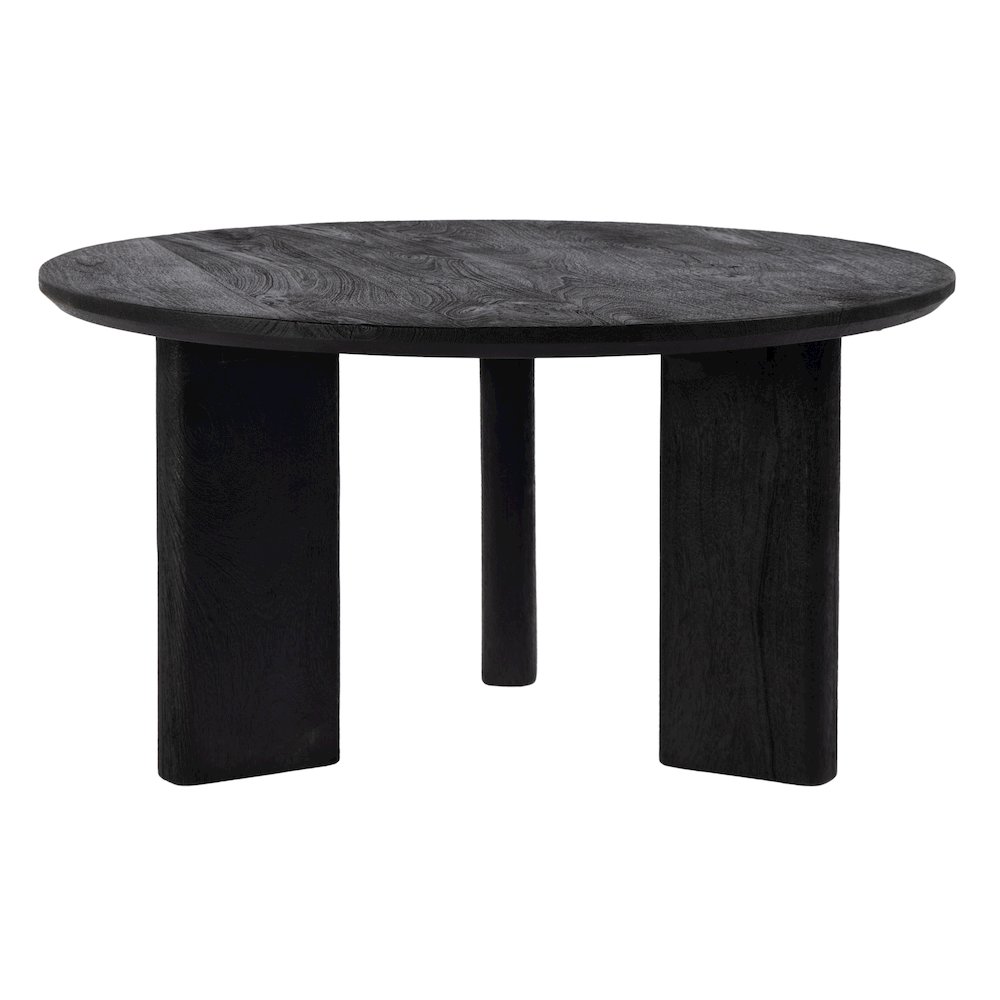Jenni 30 in. W Round Wood Coffee Table, Black. Picture 2