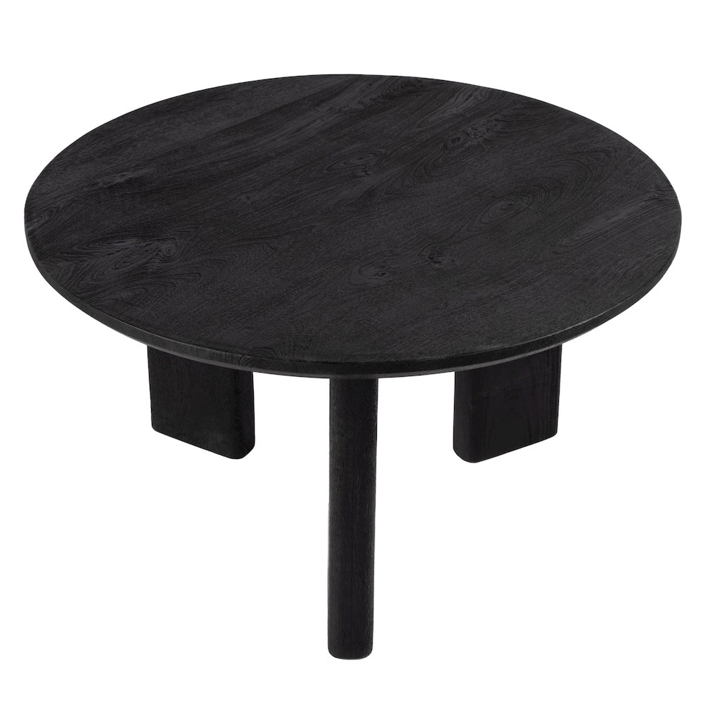 Jenni 30 in. W Round Wood Coffee Table, Black. Picture 3