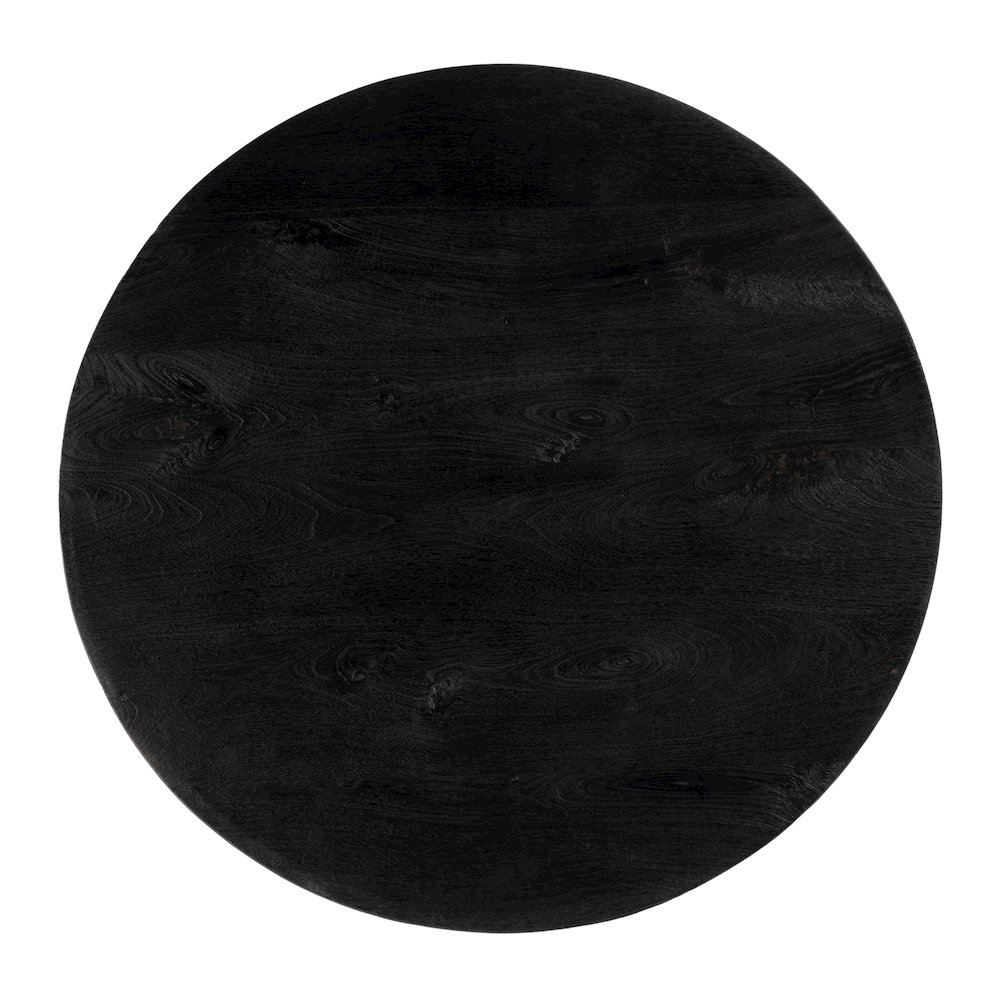 Jenni 30 in. W Round Wood Coffee Table, Black. Picture 4