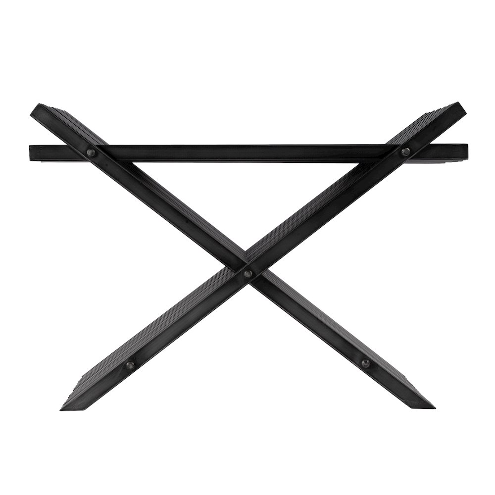 Lucan 15.5 in. Seat Height  Iron X-Base Slatted Stool, Black. Picture 4
