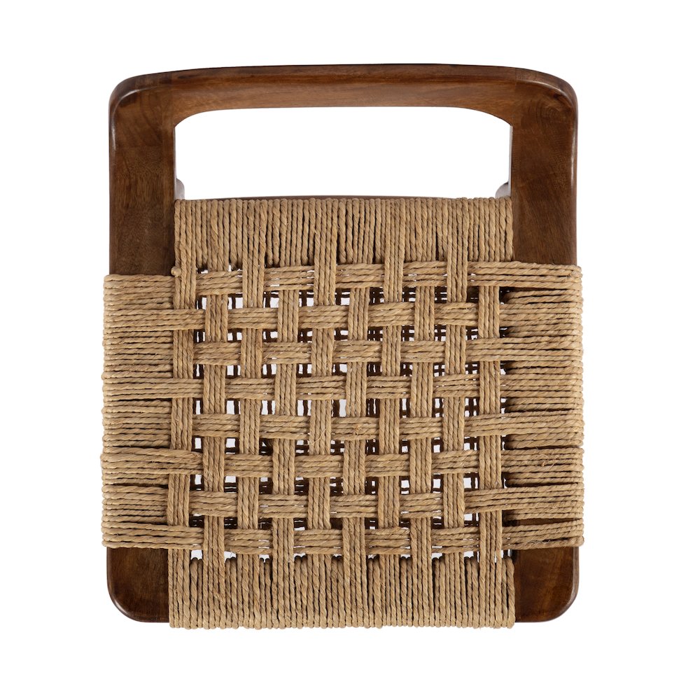 Luna 30 in. Seat Height Wood and Jute Woven Low Back Counter Stool, Brown. Picture 6