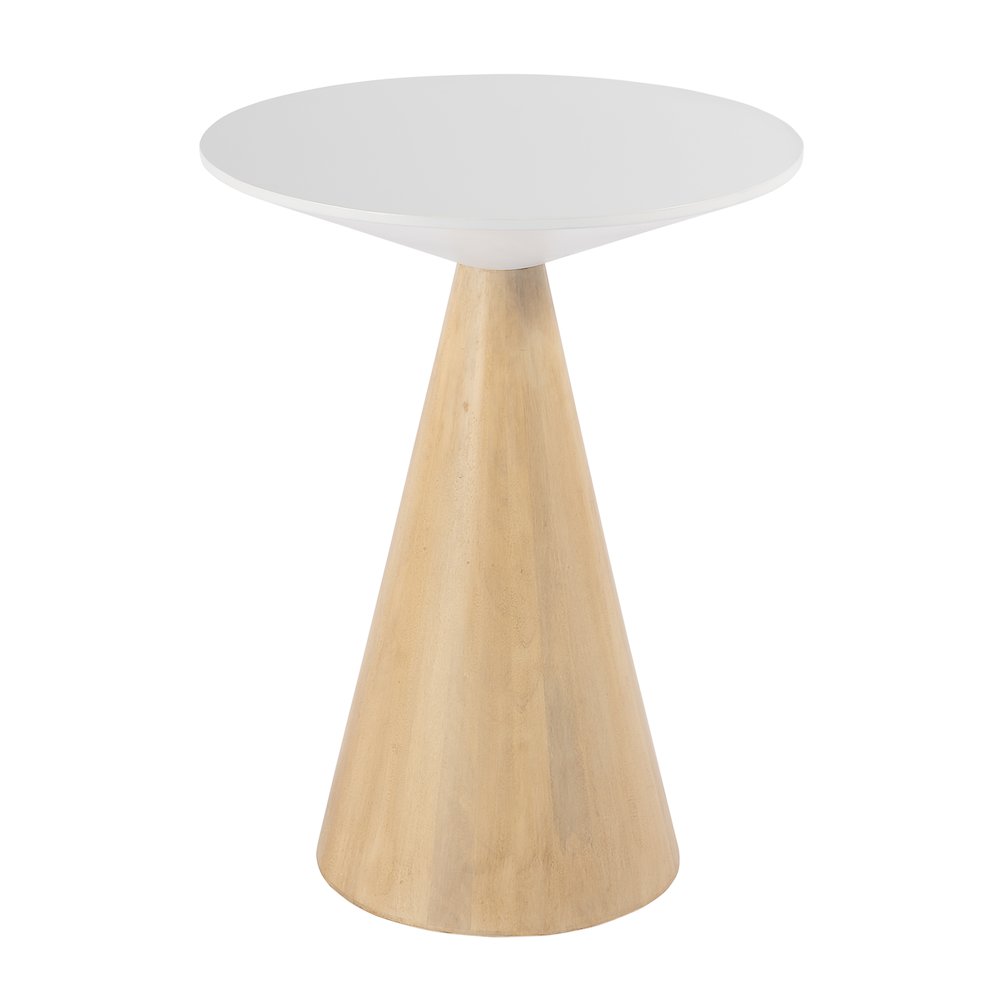 Via 20 in. W Round Solid Wood Side Table, Natural. Picture 1