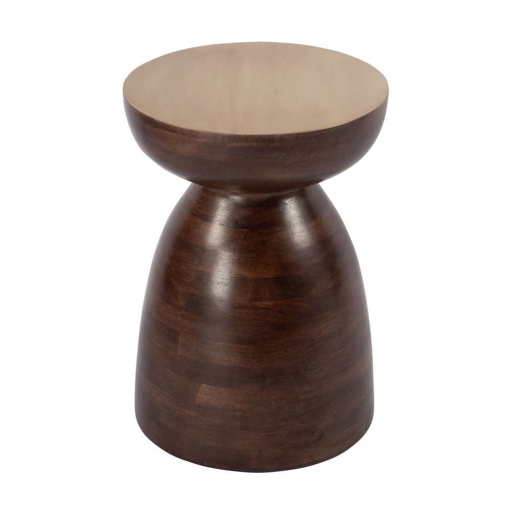 Hayes 13 in. W Round Solid Wood Side Table, Brown. Picture 1
