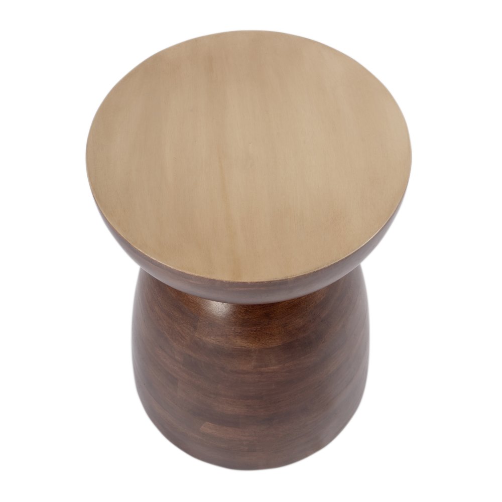 Hayes 13 in. W Round Solid Wood Side Table, Brown. Picture 3