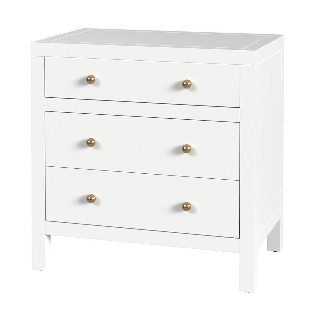 Nora 25 in. W Rectangular Wood 3 Drawer Nightstand, Smooth White. Picture 1