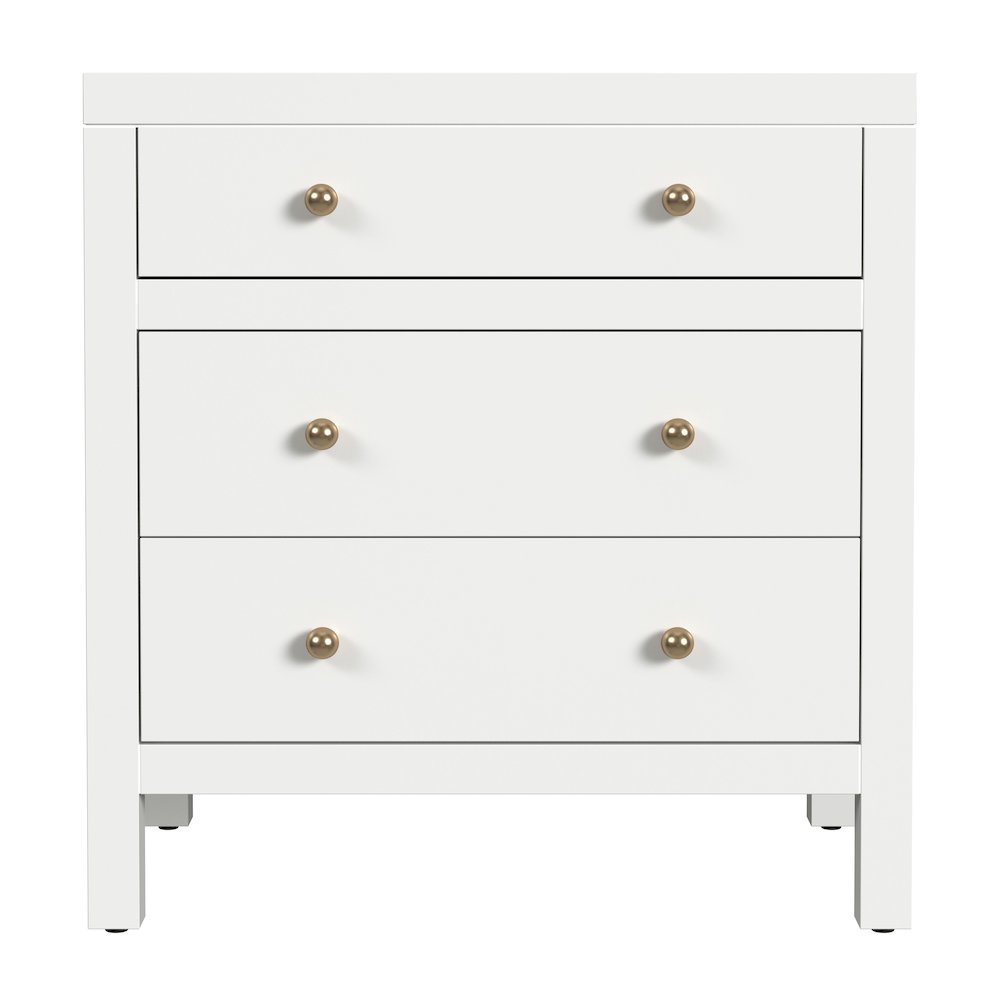 Nora 25 in. W Rectangular Wood 3 Drawer Nightstand, Smooth White. Picture 4