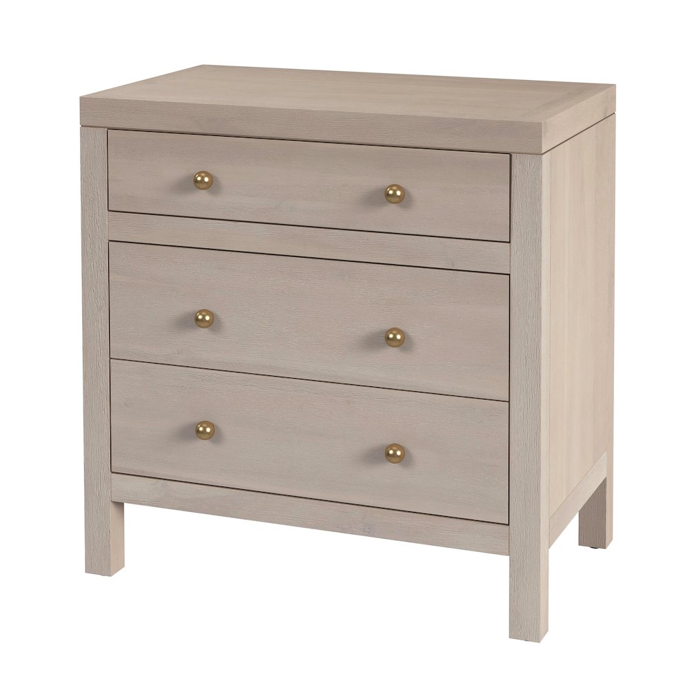 Nora 25 in. W Rectangular Wood 3 Drawer Nightstand, Taupe. Picture 1