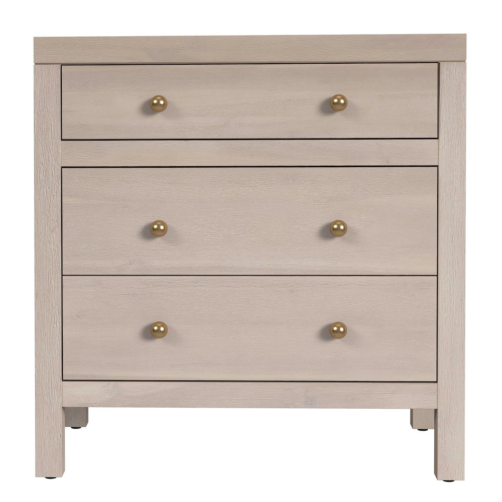 Nora 25 in. W Rectangular Wood 3 Drawer Nightstand, Taupe. Picture 4
