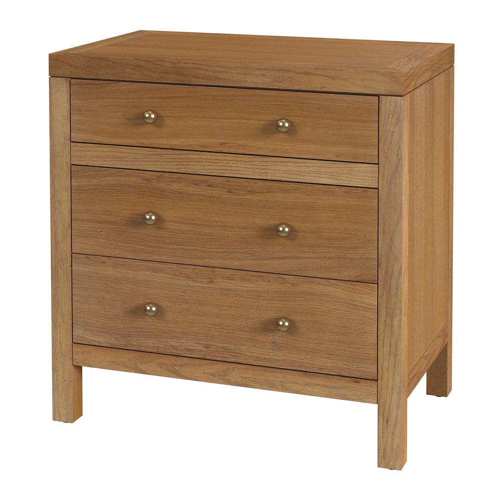 Nora 25 in. W Rectangular Wood 3 Drawer Nightstand, Natural. Picture 1