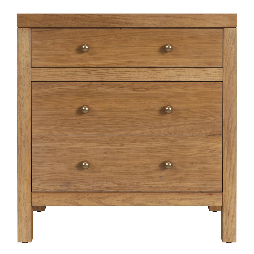 Nora 25 in. W Rectangular Wood 3 Drawer Nightstand, Natural. Picture 4