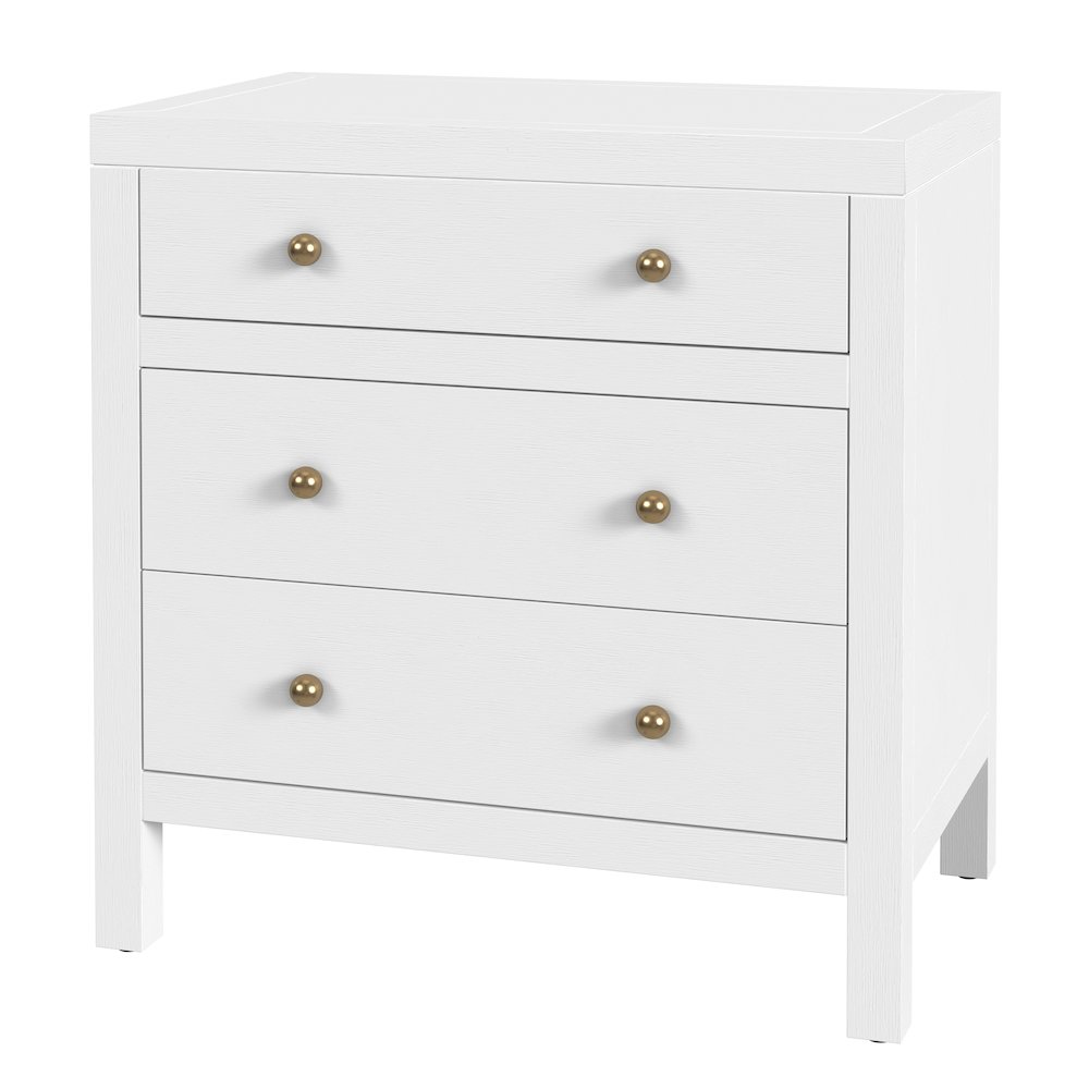 Nora 25 in. W Rectangular Wood 3 Drawer Nightstand, White. Picture 1