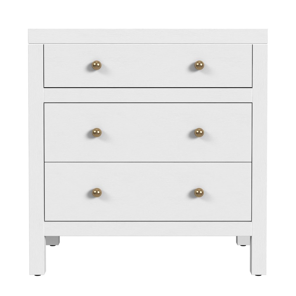 Nora 25 in. W Rectangular Wood 3 Drawer Nightstand, White. Picture 4