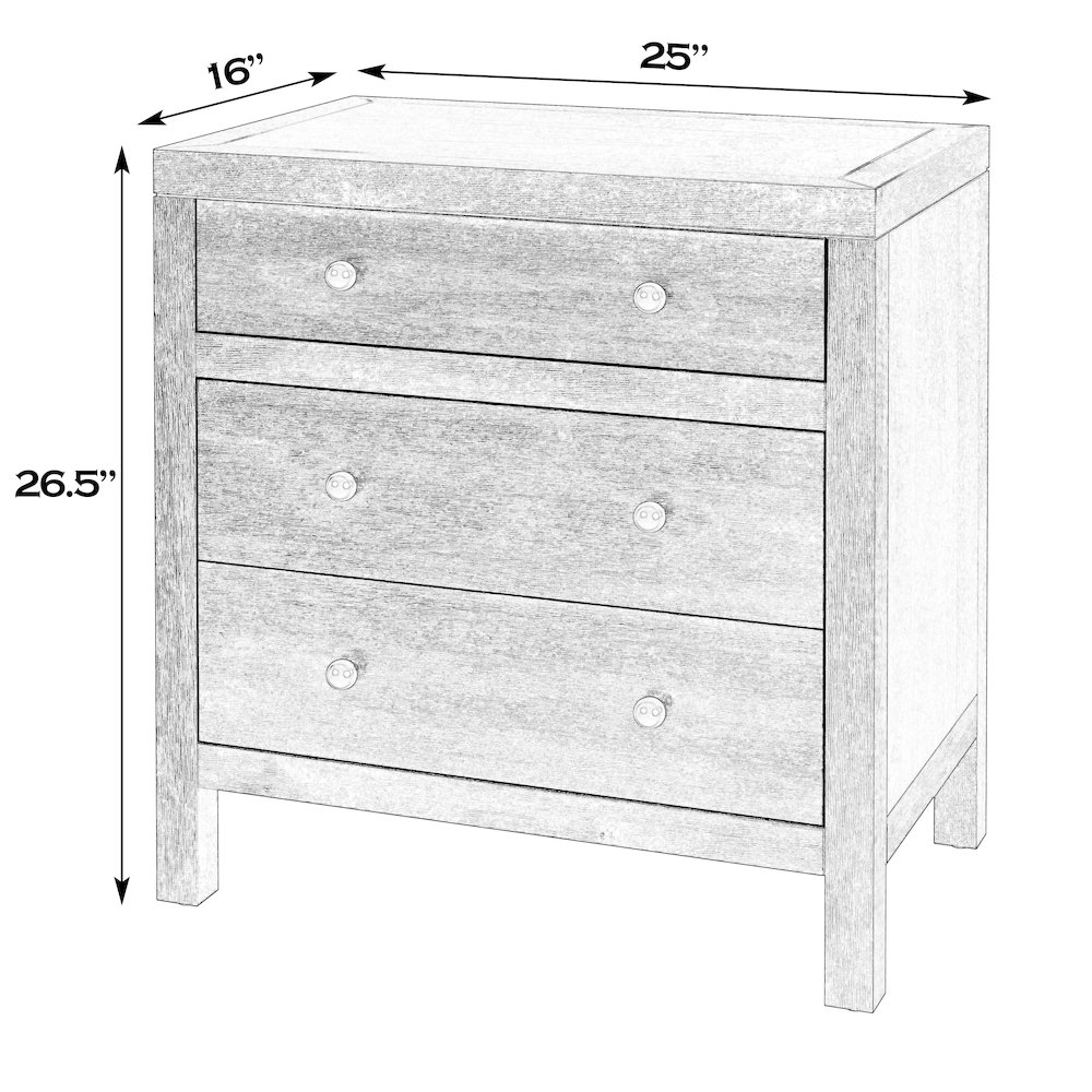 Nora 25 in. W Rectangular Wood 3 Drawer Nightstand, White. Picture 3
